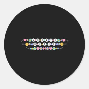 Preppy Back To School Fourth Grade Bracelet Teache Classic Round Sticker