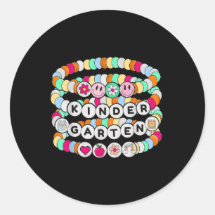 Preppy Back To School Kindergarten Bracelet Teache Classic Round Sticker