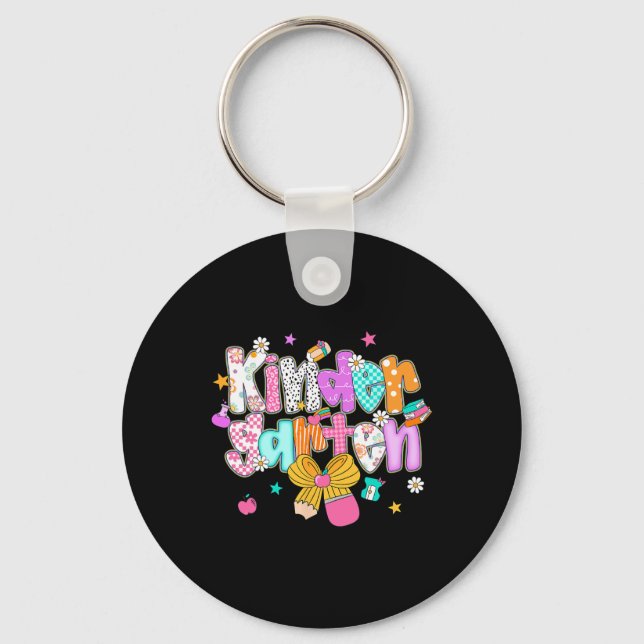 Preppy Back To School Kindergarten Coquette Bow Gi Key Ring (Front)