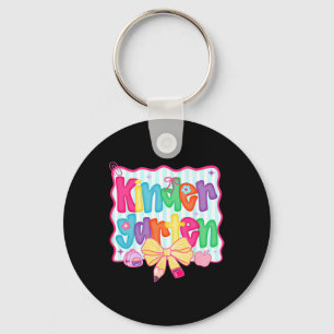 Preppy Back To School Kindergarten Coquette Bow Gi Key Ring