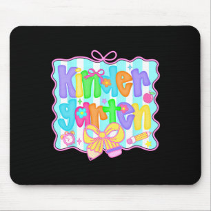 Preppy Back To School Kindergarten Coquette Bow Gi Mouse Pad