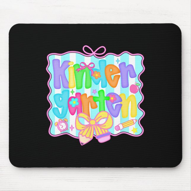 Preppy Back To School Kindergarten Coquette Bow Gi Mouse Pad (Front)