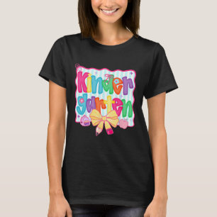 Preppy Back To School Kindergarten Coquette Bow Gi T-Shirt