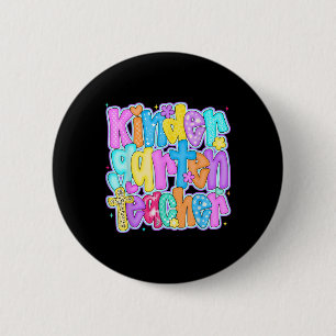 Preppy Back To School Kindergarten Teacher Kinderg 6 Cm Round Badge