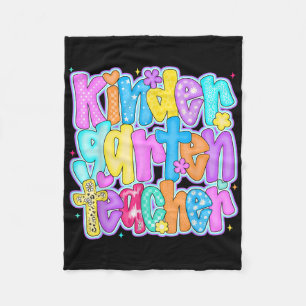 Preppy Back To School Kindergarten Teacher Kinderg Fleece Blanket