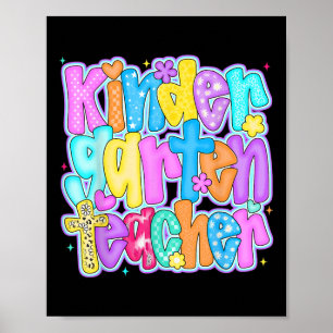 Preppy Back To School Kindergarten Teacher Kinderg Poster