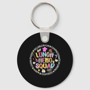 Preppy Back To School Lunch Lady Squad Cafeteria C Key Ring