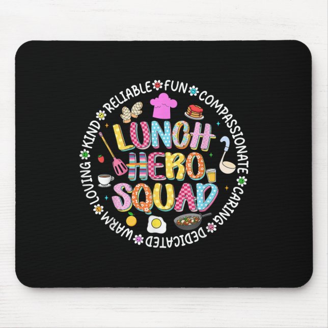 Preppy Back To School Lunch Lady Squad Cafeteria C Mouse Pad (Front)