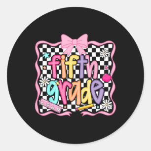Preppy Back To School Pink Coquette Floral Cute Fi Classic Round Sticker