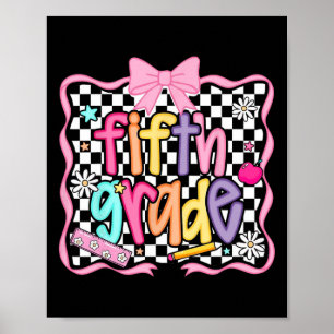 Preppy Back To School Pink Coquette Floral Cute Fi Poster