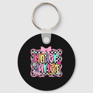 Preppy Back To School Pink Coquette Floral Cute Ki Key Ring