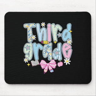 Preppy Back To School Pink Coquette Floral Cute Th Mouse Pad