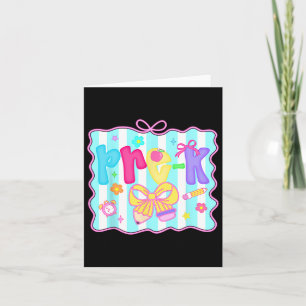 Preppy Back To School Pre-k Cute Coquette Bow Girl Card