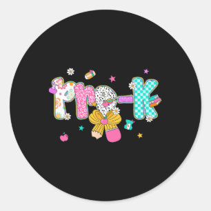 Preppy Back To School Pre-k Cute Coquette Bow Girl Classic Round Sticker