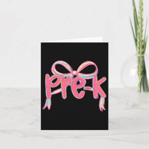 Preppy Back To School Pre-k Pink Coquette Bow Girl Card
