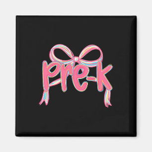 Preppy Back To School Pre-k Pink Coquette Bow Girl Magnet