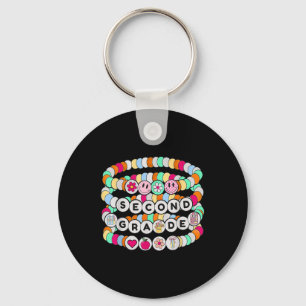 Preppy Back To School Second Grade Bracelet Teache Key Ring