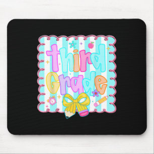 Preppy Back To School Third 3rd Grade Teacher Stud Mouse Pad