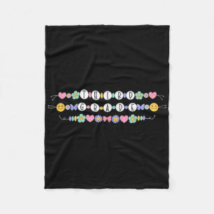 Preppy Back To School Third Grade Bracelet Teacher Fleece Blanket
