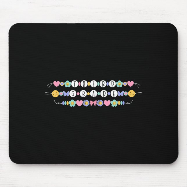 Preppy Back To School Third Grade Bracelet Teacher Mouse Pad (Front)