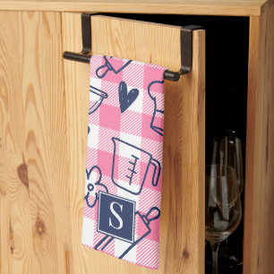Preppy Baking Pink Gingham Tea Towel