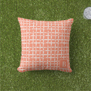 Preppy Bamboo – Coral Coastal Monogram Cushion