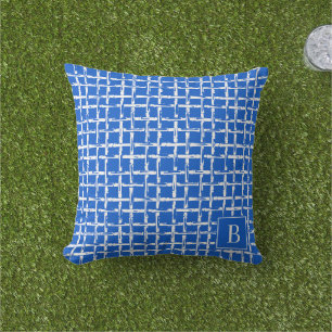 Preppy Bamboo – Royal Blue Coastal Monogram Cushion