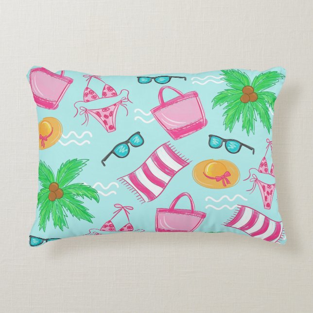 Preppy Beach Bikini Towel Palm Tree Towel Bag Decorative Cushion (Front)
