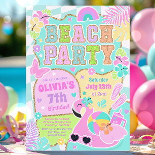 Preppy Beach Birthday Party On The Beach Summer Invitation