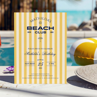 Preppy Beach Club Birthday Invitation
