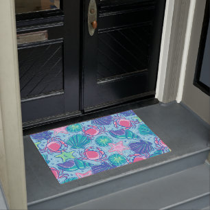 Preppy Beach Shell Crab Doormat