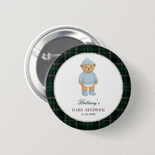 Preppy Bear Baby Shower Button
