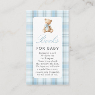 Preppy Bear Boy Baby Shower Books for Baby Card