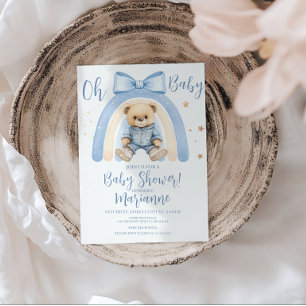 Preppy Bear Boy Casual Baby Shower Invitation