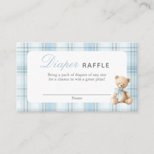 Preppy Bear Boy Diaper Raffle Card