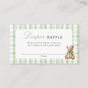 Preppy Bear Boy Diaper Raffle Card