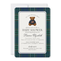 Preppy Bear Tartan Plaid Boy Baby Shower