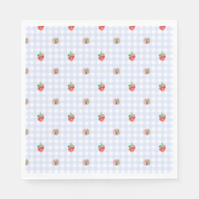 Preppy Berry First Birthday Watercolor Strawberrie Napkin (Front)