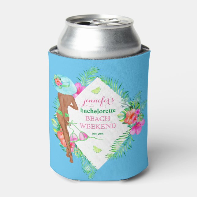 Preppy Bikini Bride Bachelorette Party Weekend Can Cooler (Can Front)