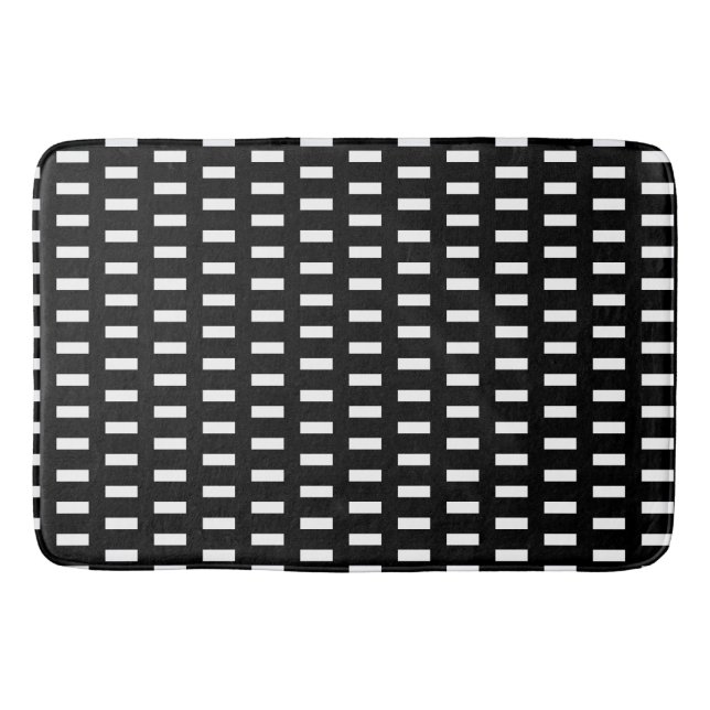  Preppy Black and White  Geometric Pattern Bath Mat (Front)