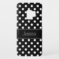 Preppy Black and White Polka Dots Personalised