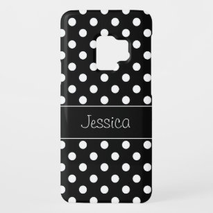 Preppy Black and White Polka Dots Personalised Case-Mate Samsung Galaxy S9 Case