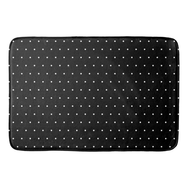  Preppy Black and White Tiny Polka Dots Pattern Bath Mat (Front)