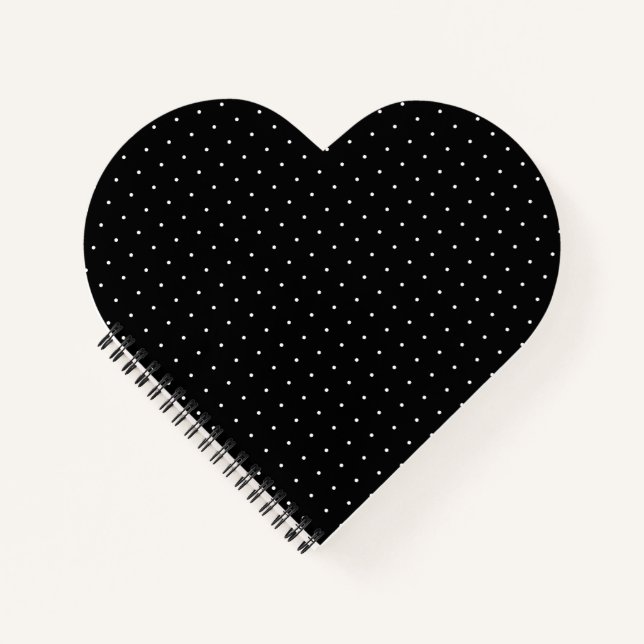  Preppy Black and White Tiny Polka Dots Pattern Notebook (Front)