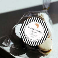 Preppy Black White Stripes Bakery Logo Thank You
