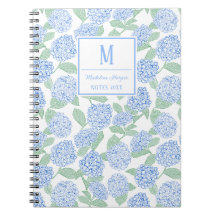 Preppy Blue and Green Hydrangeas Monogram