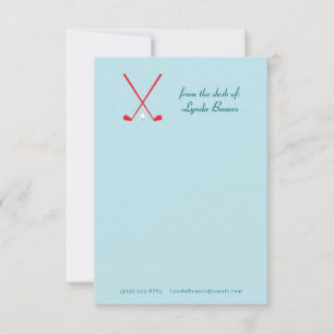Preppy Blue and Red Golf Stationery Note Card