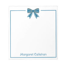 Preppy Blue and White Bow Personalised