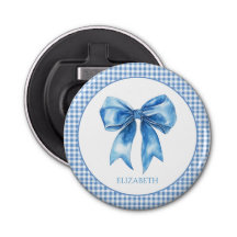 Preppy Blue and White Gingham and Bow