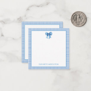 Preppy Blue and White Gingham and Bow Card